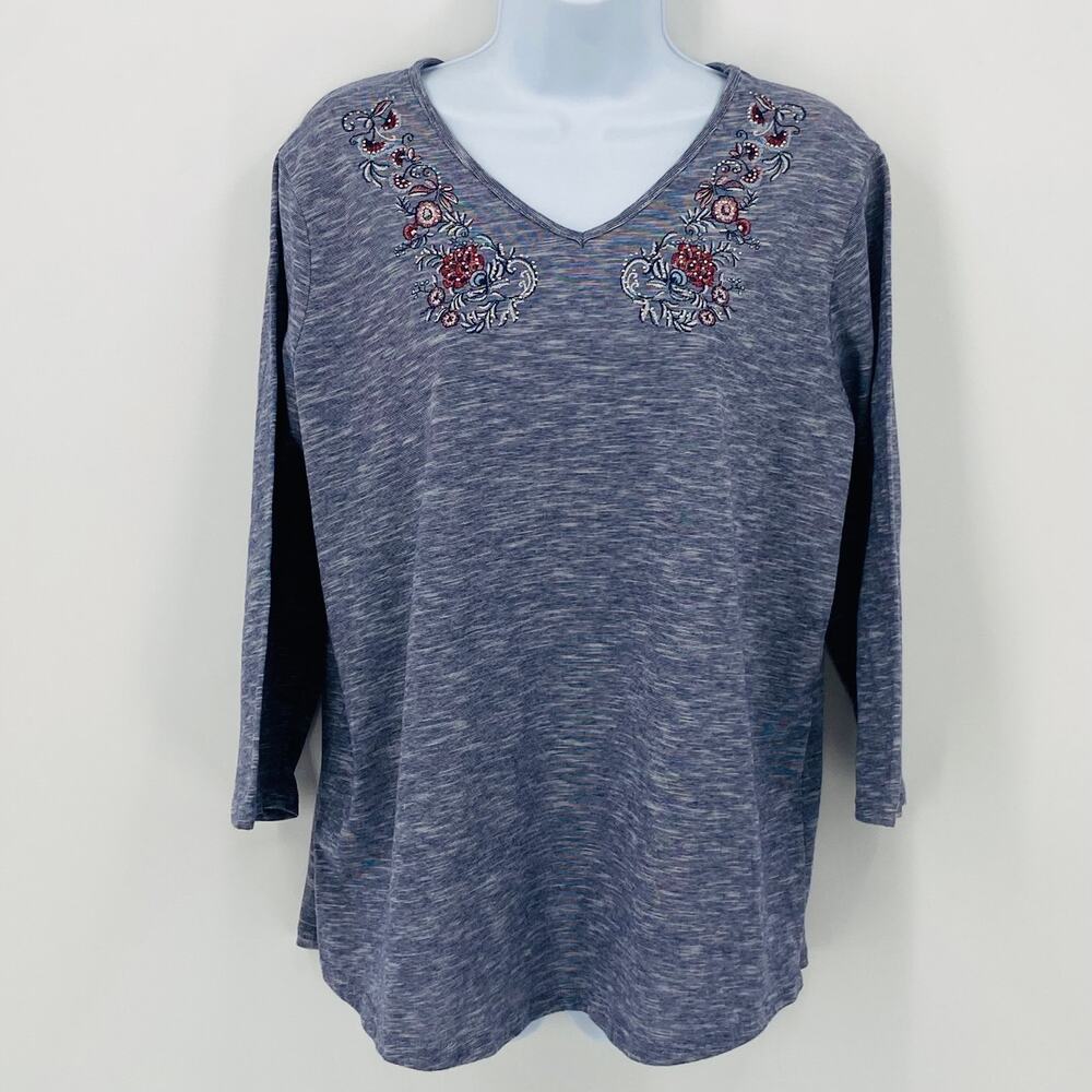 Hasting & Smith Top with Embroidered Flowers